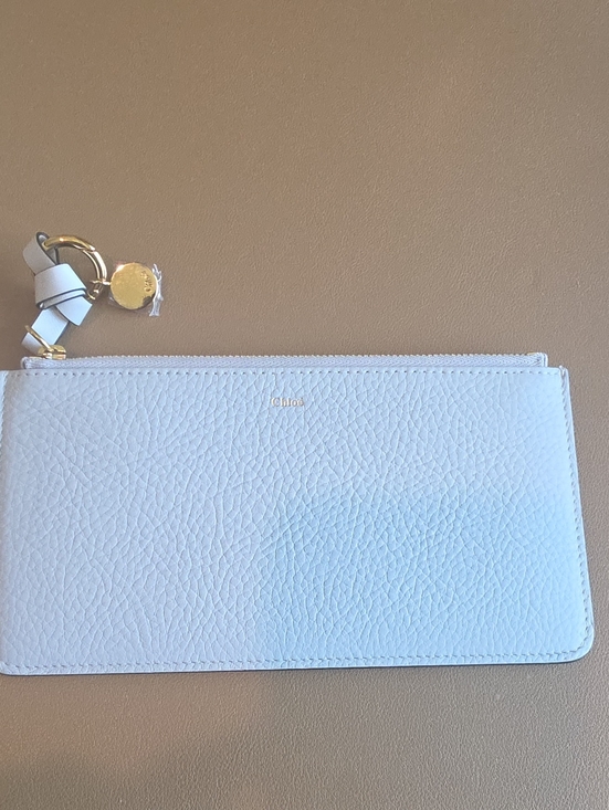 Handbags - Chloé Pale Gray Pebbled Leather Wristlet with Gold Charm. Never Used.
